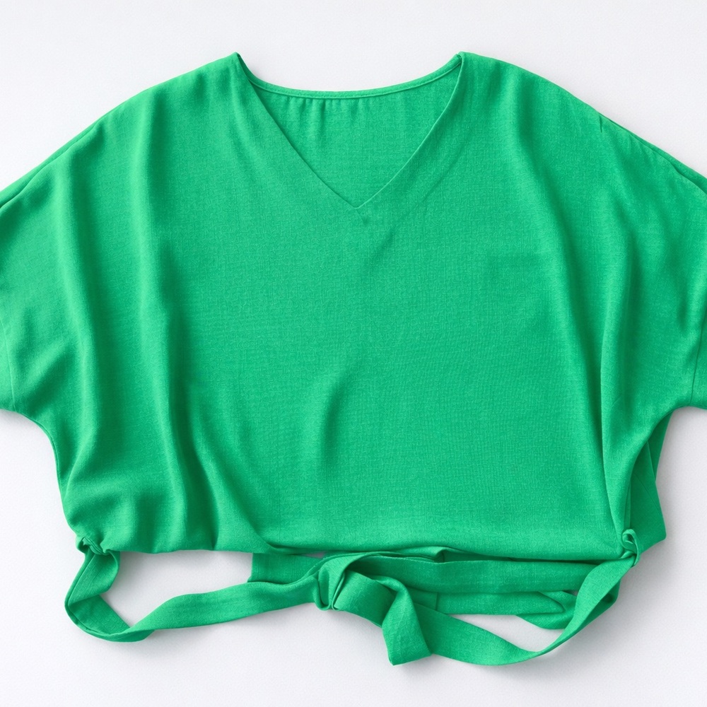 Green Blouse Lightweight Belted XL - Picture 4 of 4